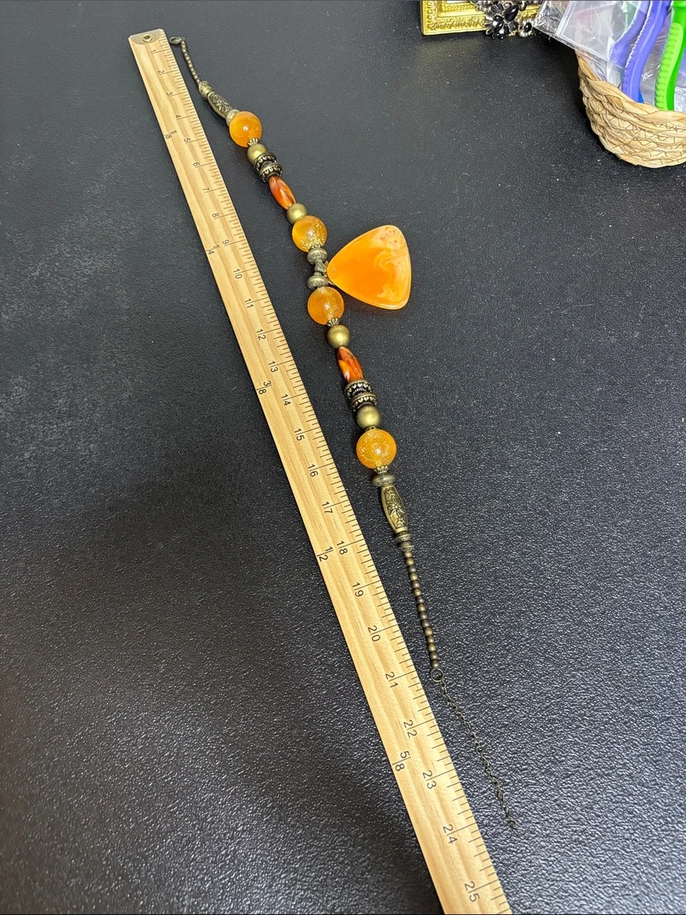 Vintage-Style Chunky Beaded Orange Statement Necklace